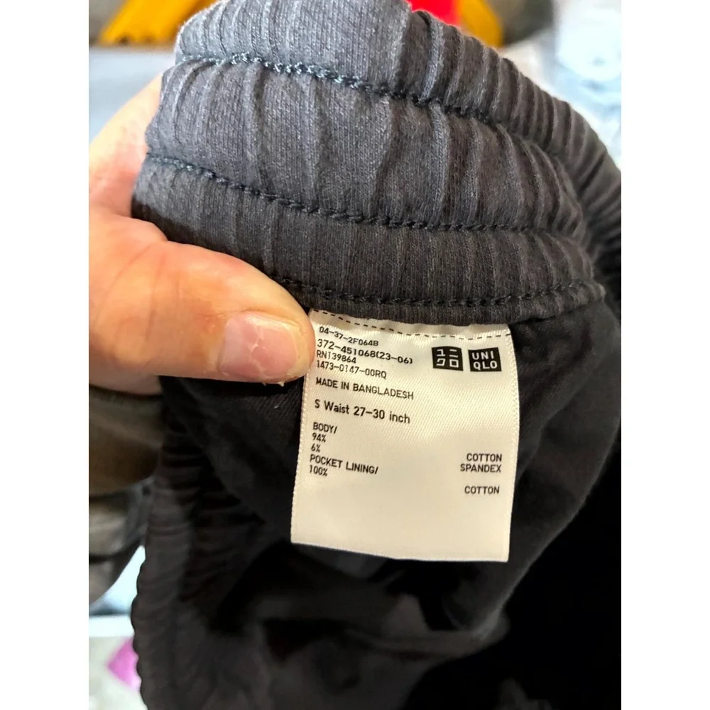 Uniqlo Washed Jersey Ankle Pants Mens S Charcoal Gray Cotton Stretch Drawstring